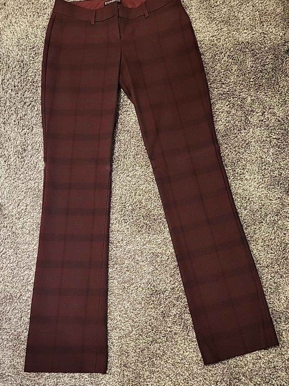 Express Columnist Women's Size 0 Burgundy Plaid Bootcut Dress Pants